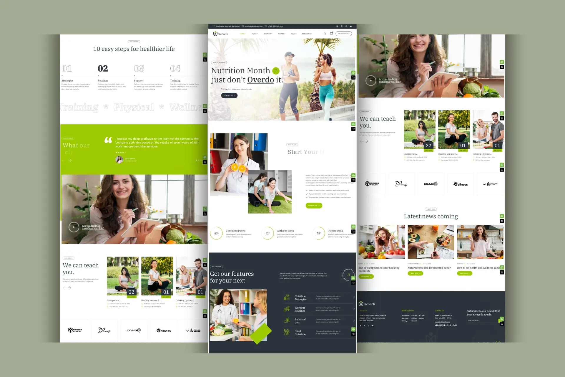 Xcoach: Health, Wellness & Nutrition Platform project mockup