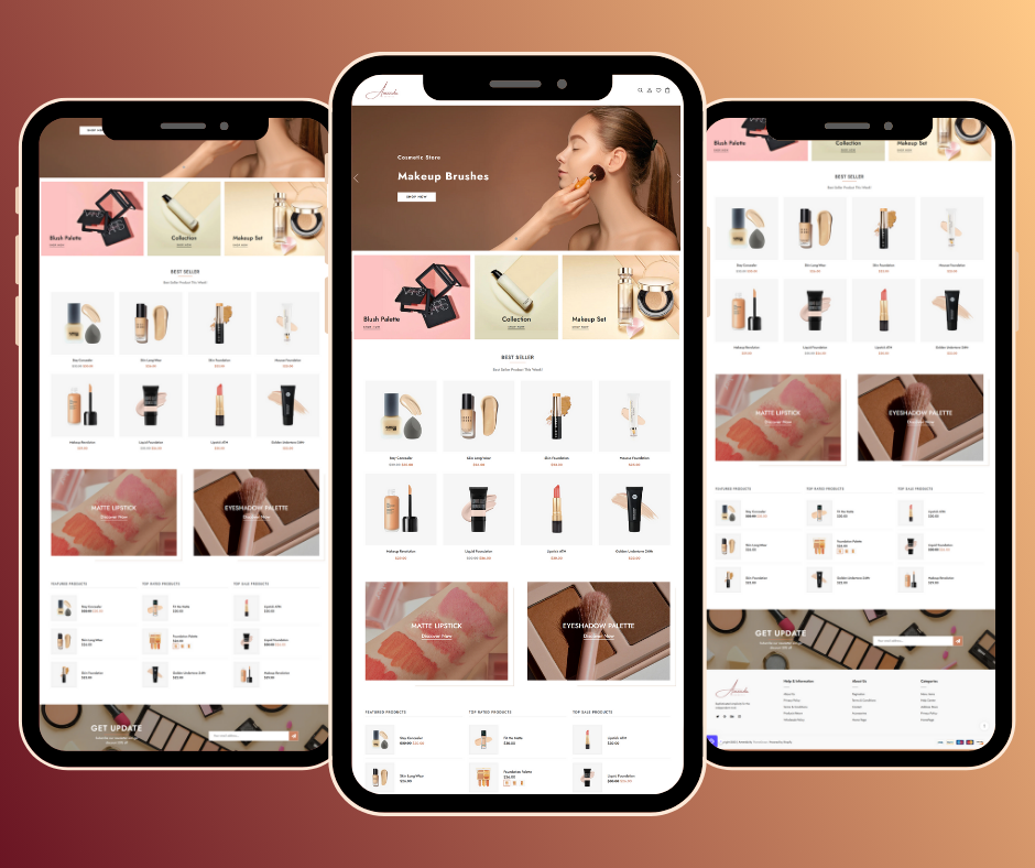 Amenda Cosmetics: Luxury Beauty & Skincare Shopify Store project mockup
