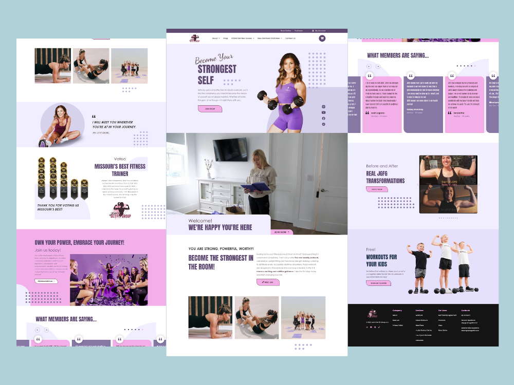 Jen's Get Fit Group (JGFG): Fitness & WooCommerce Membership project mockup